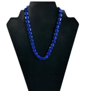 BLUE SQUARE BEADED NECKLACE ARTSY BOHO WHIMSYGOTH